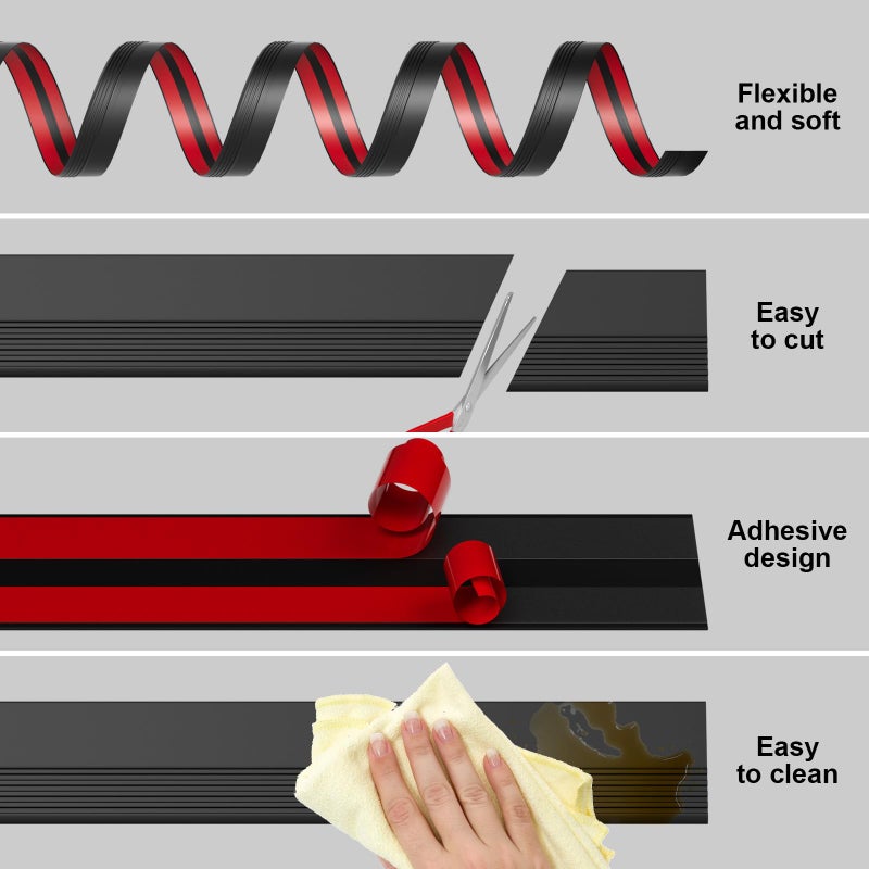 Pluden Stair Edge Trim, 10FT Vinyl Rubber Stair Nosing, Non-Slip Self Adhesive Stair Edge Protector Suitable for Indoor/Outdoor Stairs, Non-Slip and Waterproof - Image 3